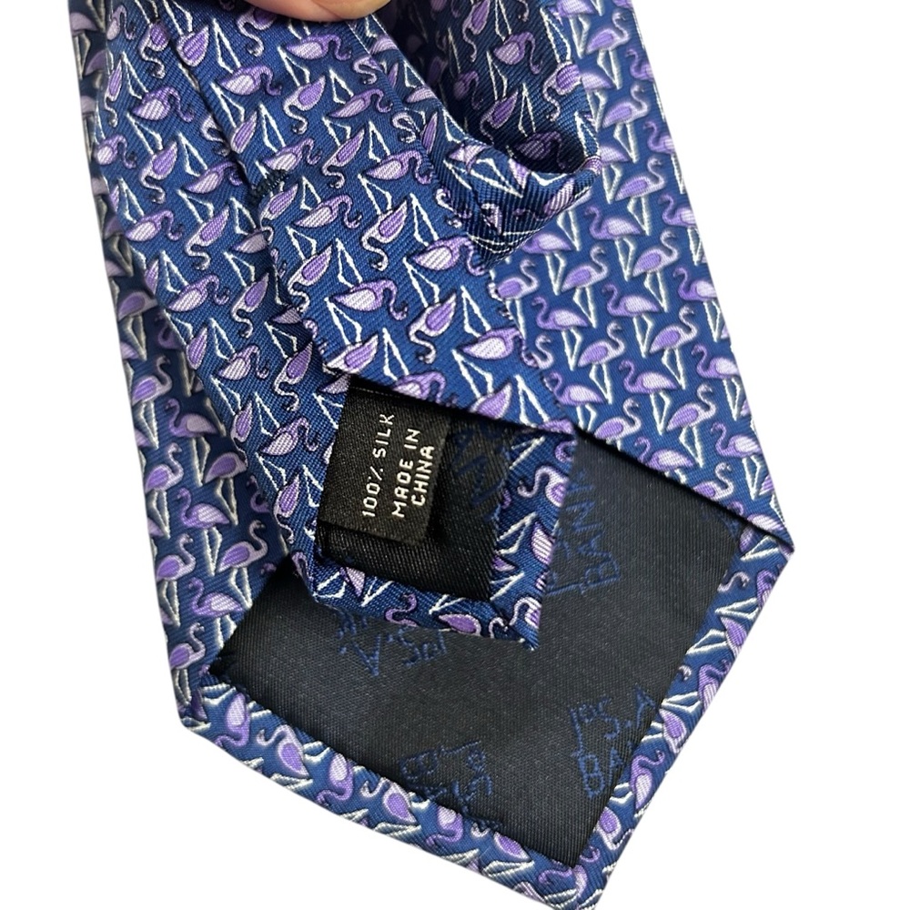 Jos A Bank Executive Collection Blue Purple Flamingo 100% Silk Tie NWOT - Picture 5 of 5